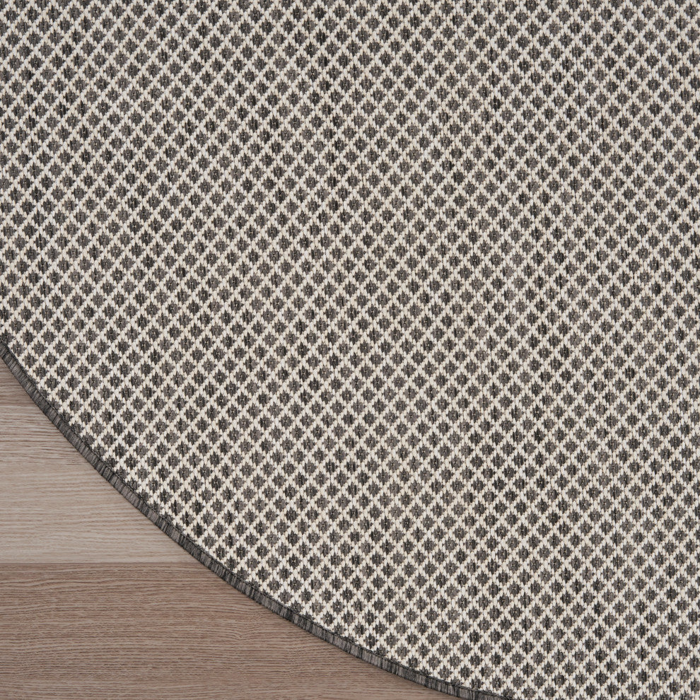 Nourison Courtyard 5' x Round Ivory/Charcoal Modern Rug