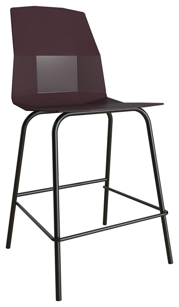 Deep Plum with Black Metal Base Counter Stool