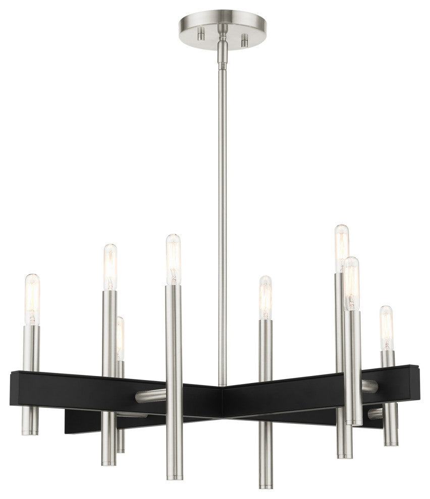 Brushed Nickel Mid Century Modern, Urban, Scandinavian, Minimal Chandelier