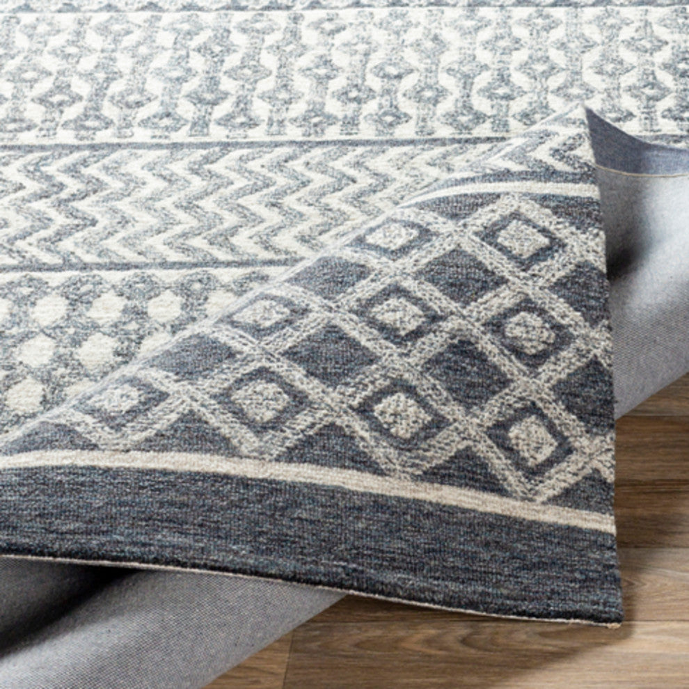Surya Maroc MAR2300 Bohemian Area Rug, Charcoal, 10' x 14' Rectangle