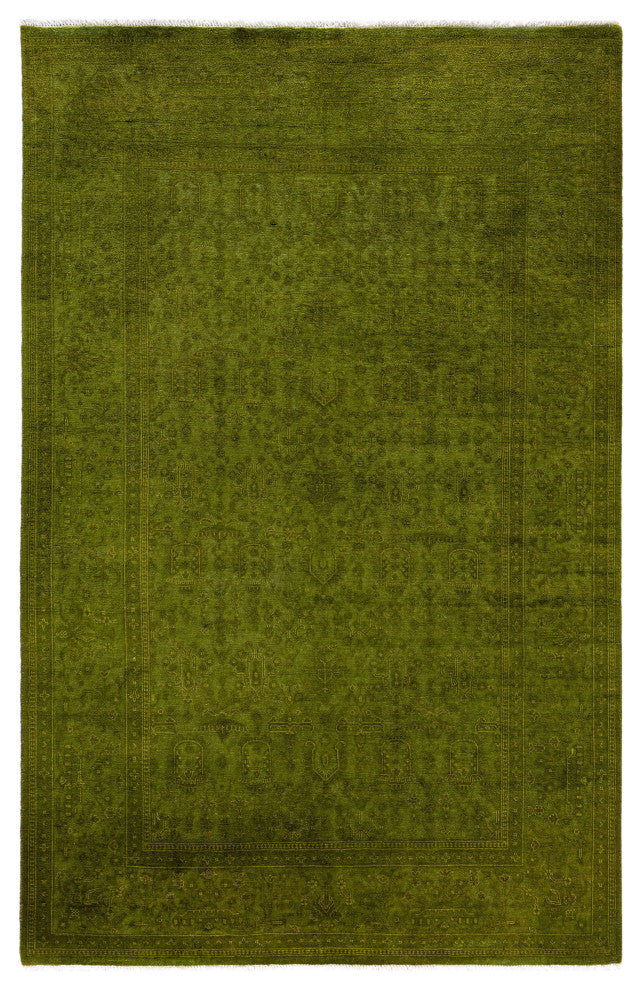 Overdyed One-of-a-Kind Hand-Knotted Area Rug Green, 3' 10" x 6' 1"