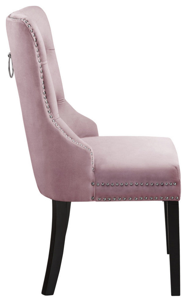 Nikki Velvet Dining Chairs, Set of 2, Pink
