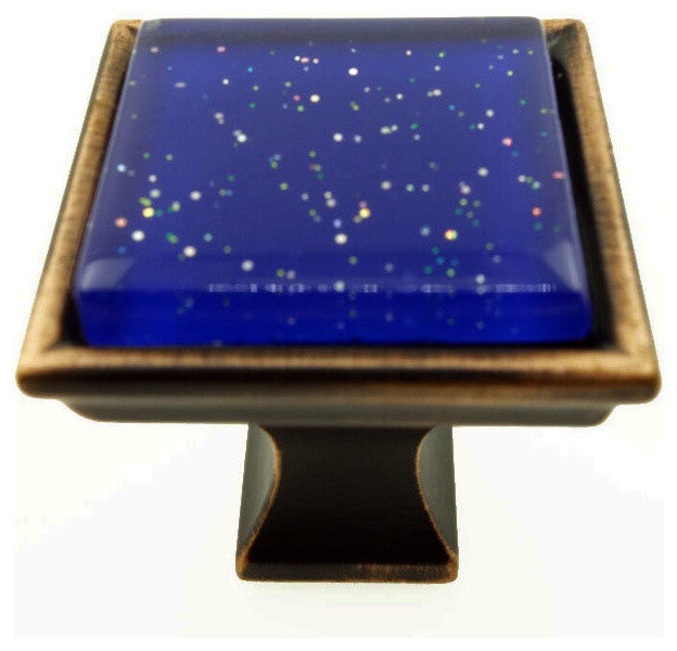 Blue Galaxy Crystal Glass Oil Rubbed Bronze Madison Classic Knob