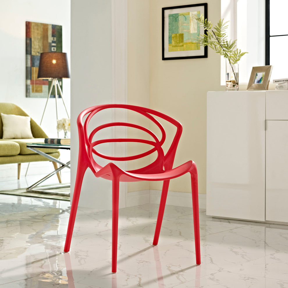 Modern Urban Contemporary Dining Side Chair, Red Plastic