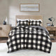 Sleep Philosophy Brooks Sherpa Black and White Buffalo Check Comforter Set