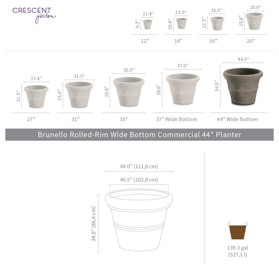 Brunello Planter, Weathered Terracotta, 44"