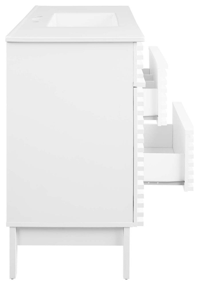 Render 48" Single Sink Bathroom Vanity, White White
