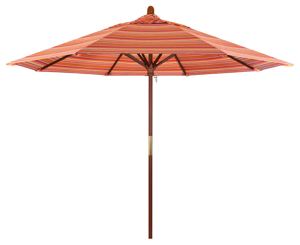9' Square Push Lift Wood Umbrella, Sunbrella, Dolce Mango