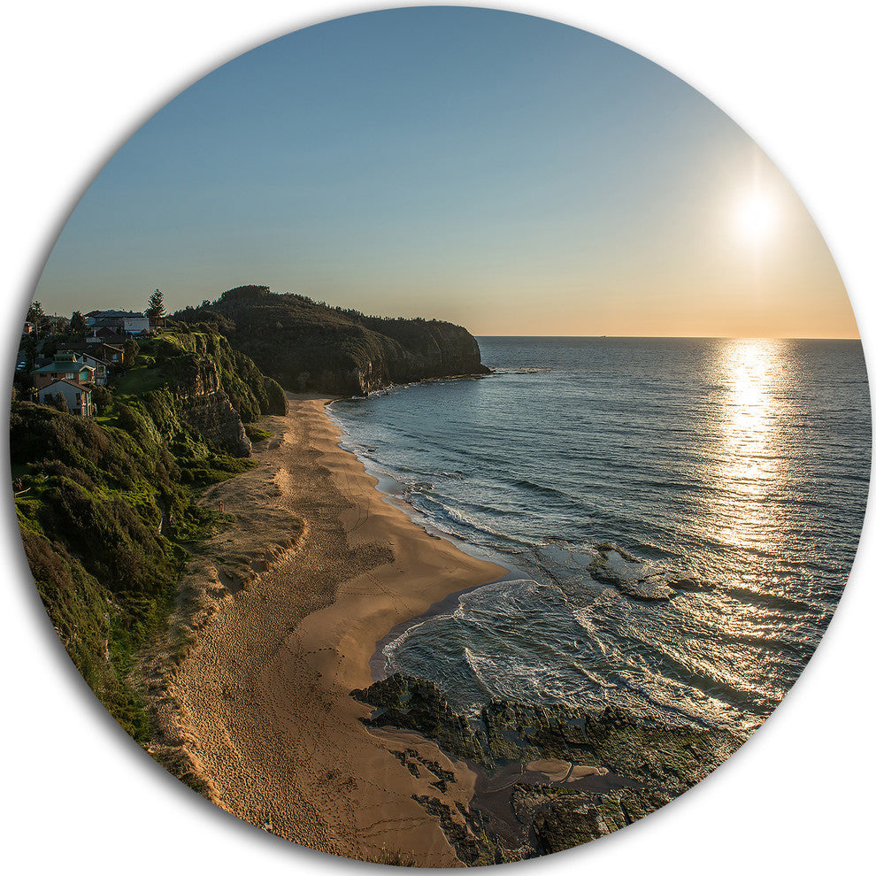 Clam Sea Waters At Sydney Beach, Seashore Disc Metal Wall Art, 36"