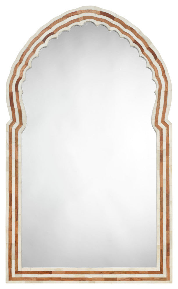 Bardot 60" Wood and Buffalo Bone Arch Wall Mirror