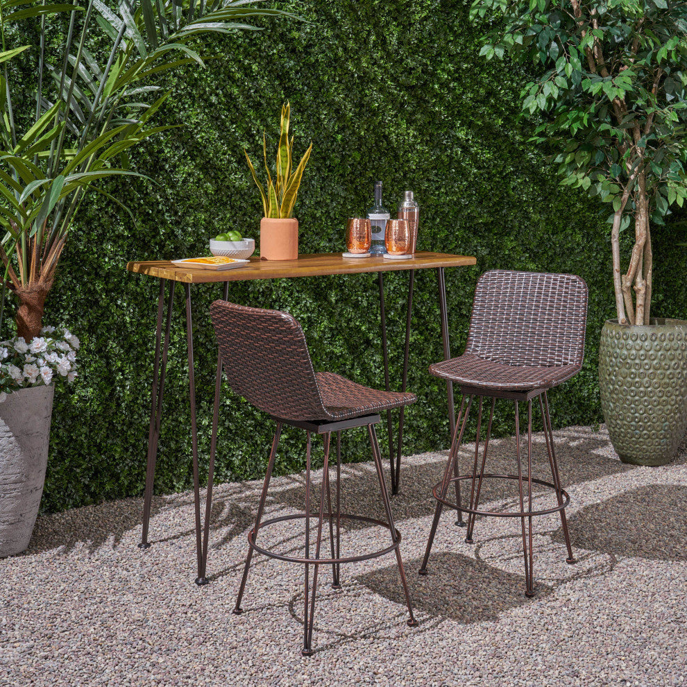 Taylor Outdoor 2 Seater Industrial Acacia Wood and Iron Bar Set