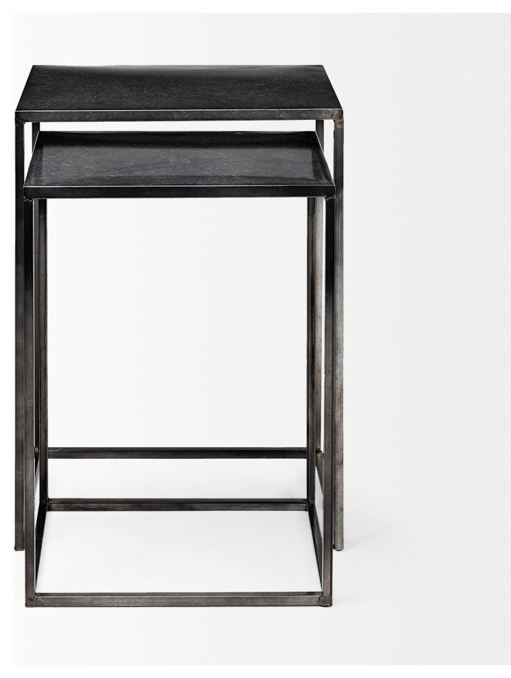 Kasey Black Galvanized Metal Rectangular Nesting Accent Tables