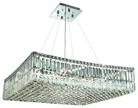 Elegant Maxim Dining Room Light, Chrome Finish With Royal Cut Crystal