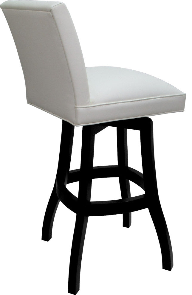 Swivel Wood Counter, Bar or Extra Tall Stool - Sommerville on S-Base, White Vinyl - Black, 30"