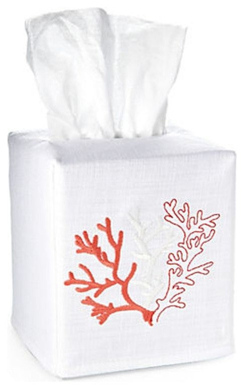 Coral Tissue Box Cover, Coral Stitching