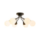 Mid-Century Modern 6-Light Sputnik Glass Globe Semi Flush Mount