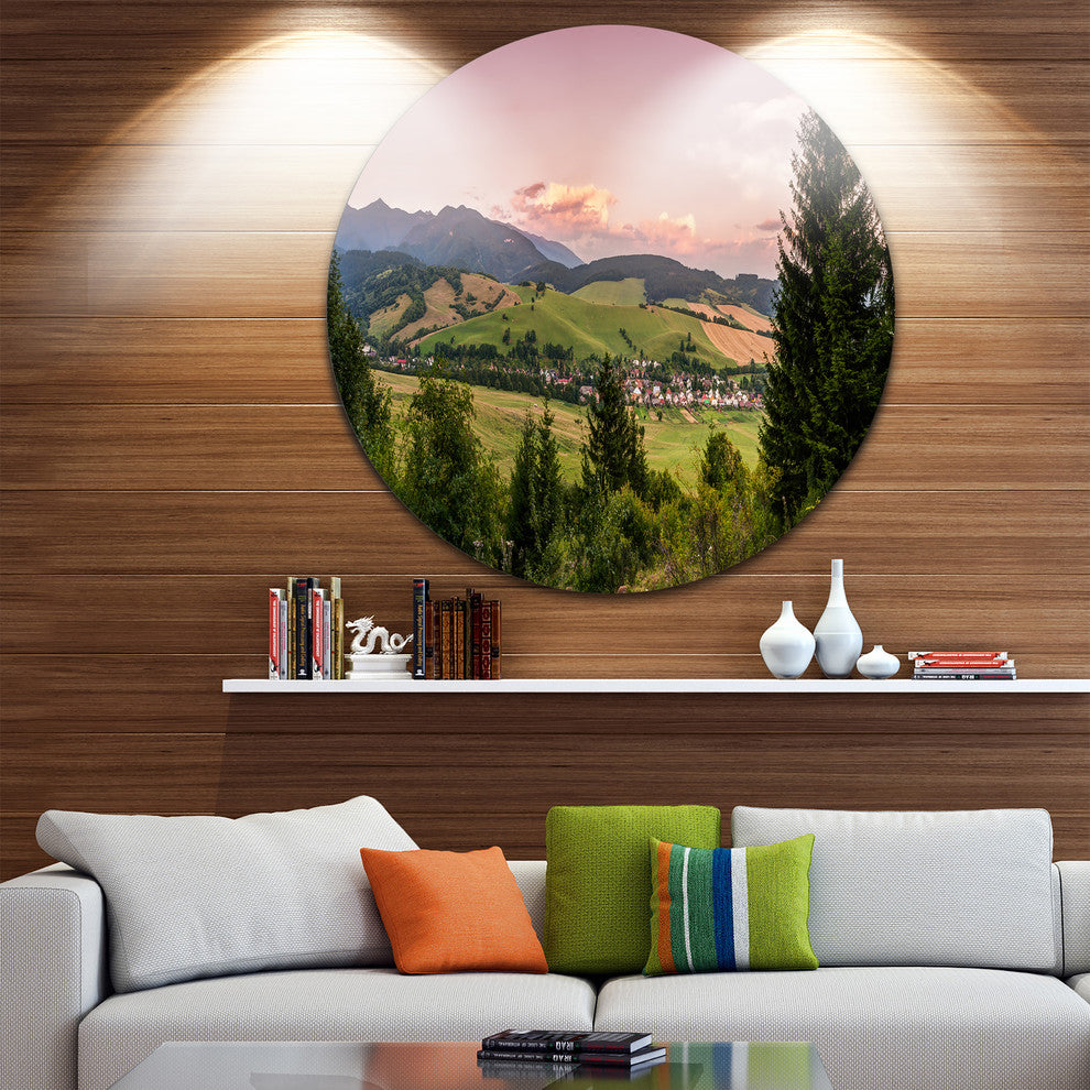 Beautiful Stretch Of Land Panorama, Landscape Disc Metal Wall Art, 23"