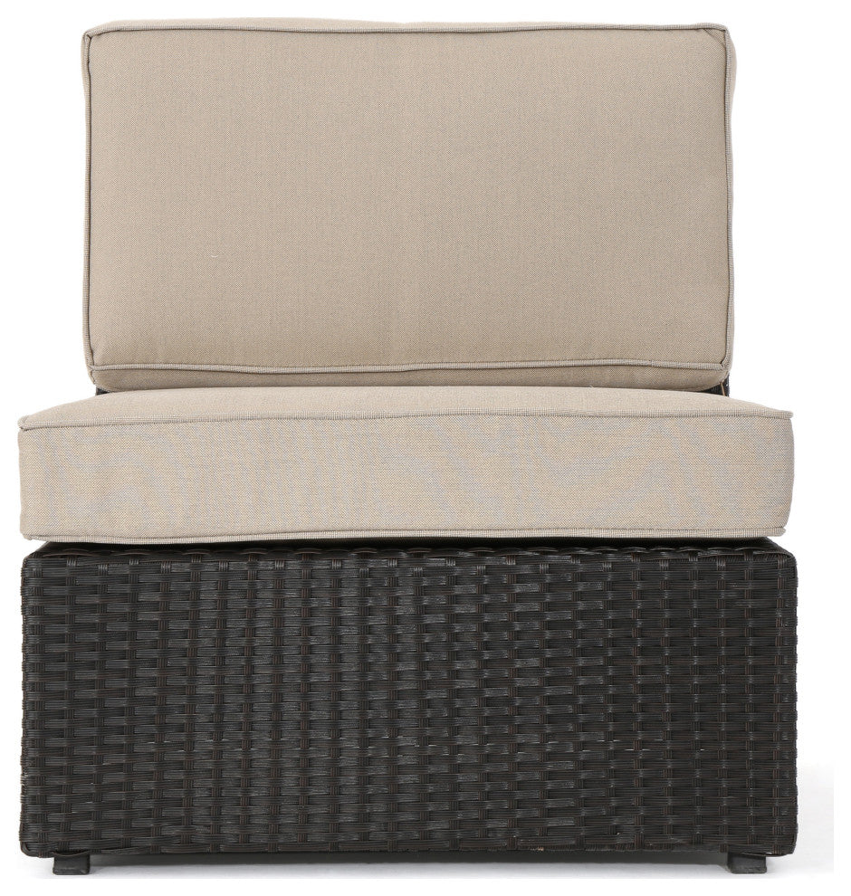 GDF Studio Reddington Outdoor 5 Seater Wicker V Shaped Sectional Sofa Set