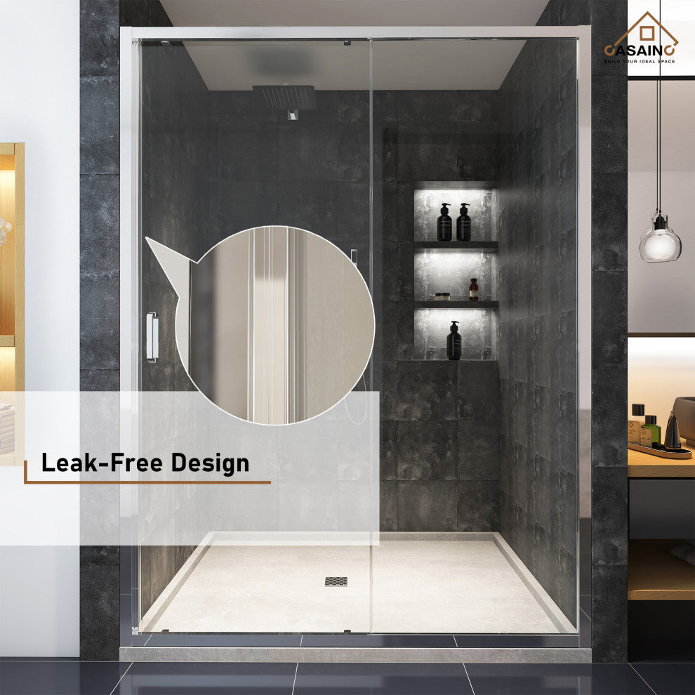 60-in x 72-in Framed Sliding Shower Door, Chromed