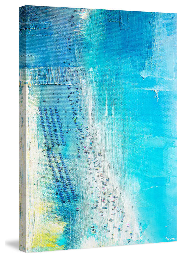 "Aqua Beach" Painting Print on Wrapped Canvas, 12"x18"
