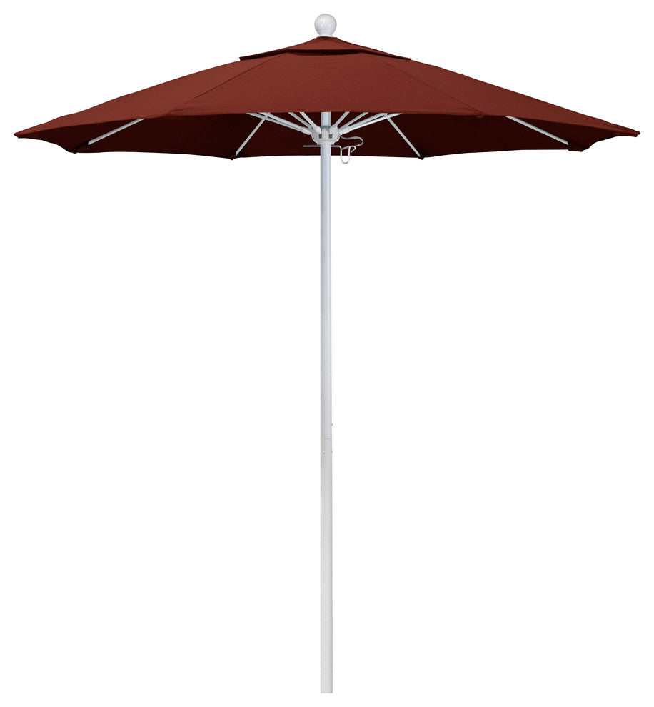 7.5' Fiberglass Umbrella White, Sunbrella, Henna