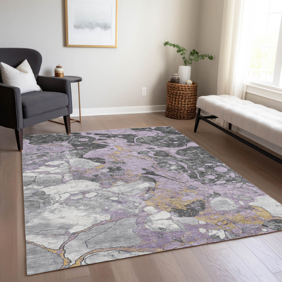 Machine Washable Indoor/Outdoor Chantille ACN1909 Violet 10' x 14' Rug