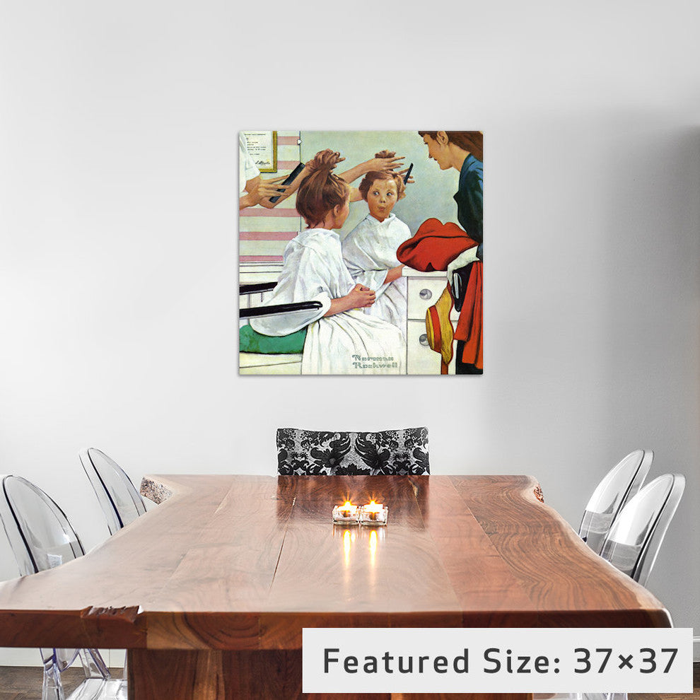 "First Trip to the Beauty Shop" by Norman Rockwell, 37x37x1.5"