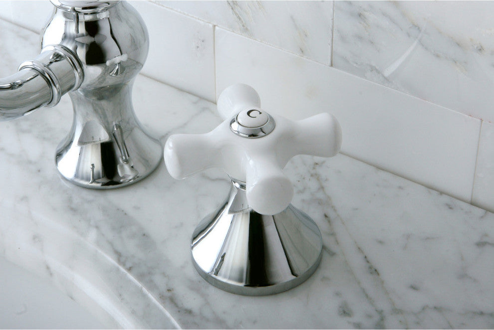 Kingston Brass Widespread Bathroom Faucet With Brass Pop-Up, Polished Chrome