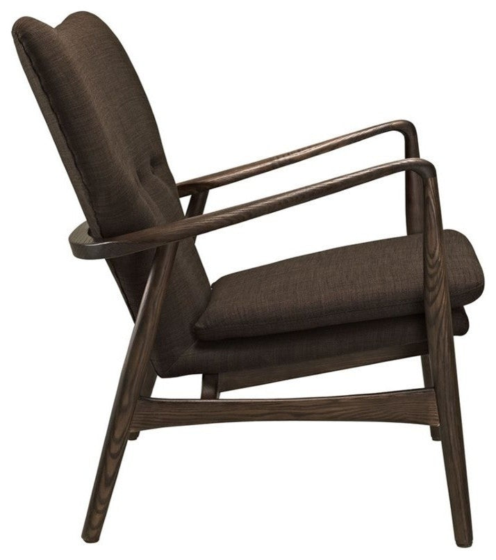 Modern Walnut Brown Heed Upholstered Lounge Chair