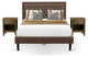 3Pc Bed Set, 1 Queen Size Bed Frame Brown, Headboard, 2 Nightstand, Black Legs
