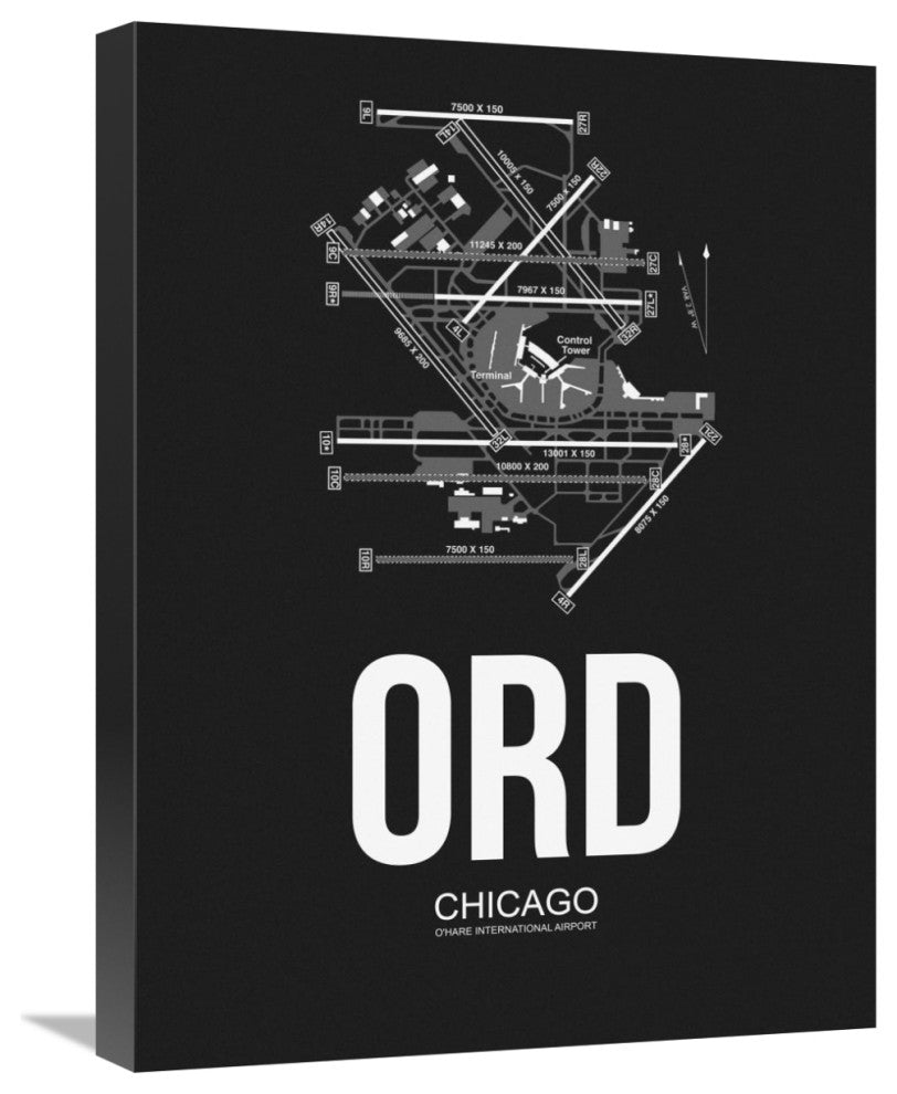 "ORD Chicago Airport Black" Fine Art Print