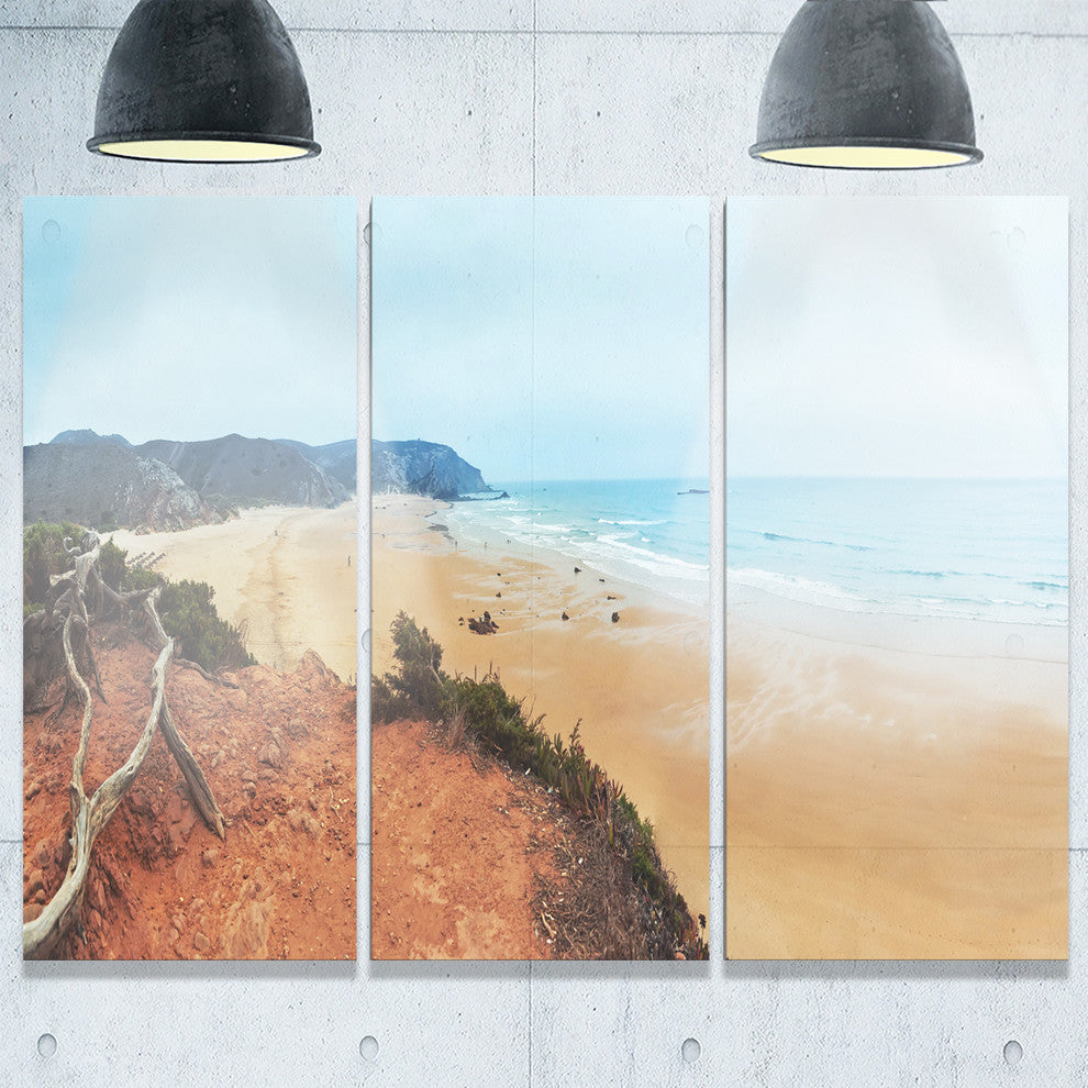 "Tranquil Coastline With Waves" Metal Wall Art, 3 Panels, 36"x28"