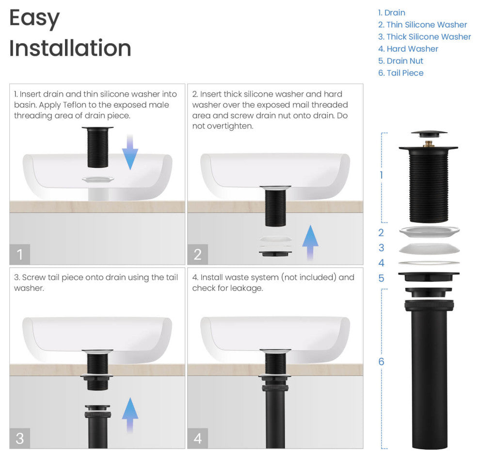 Pop-Up Drain Stopper Without Overflow, Matte Black