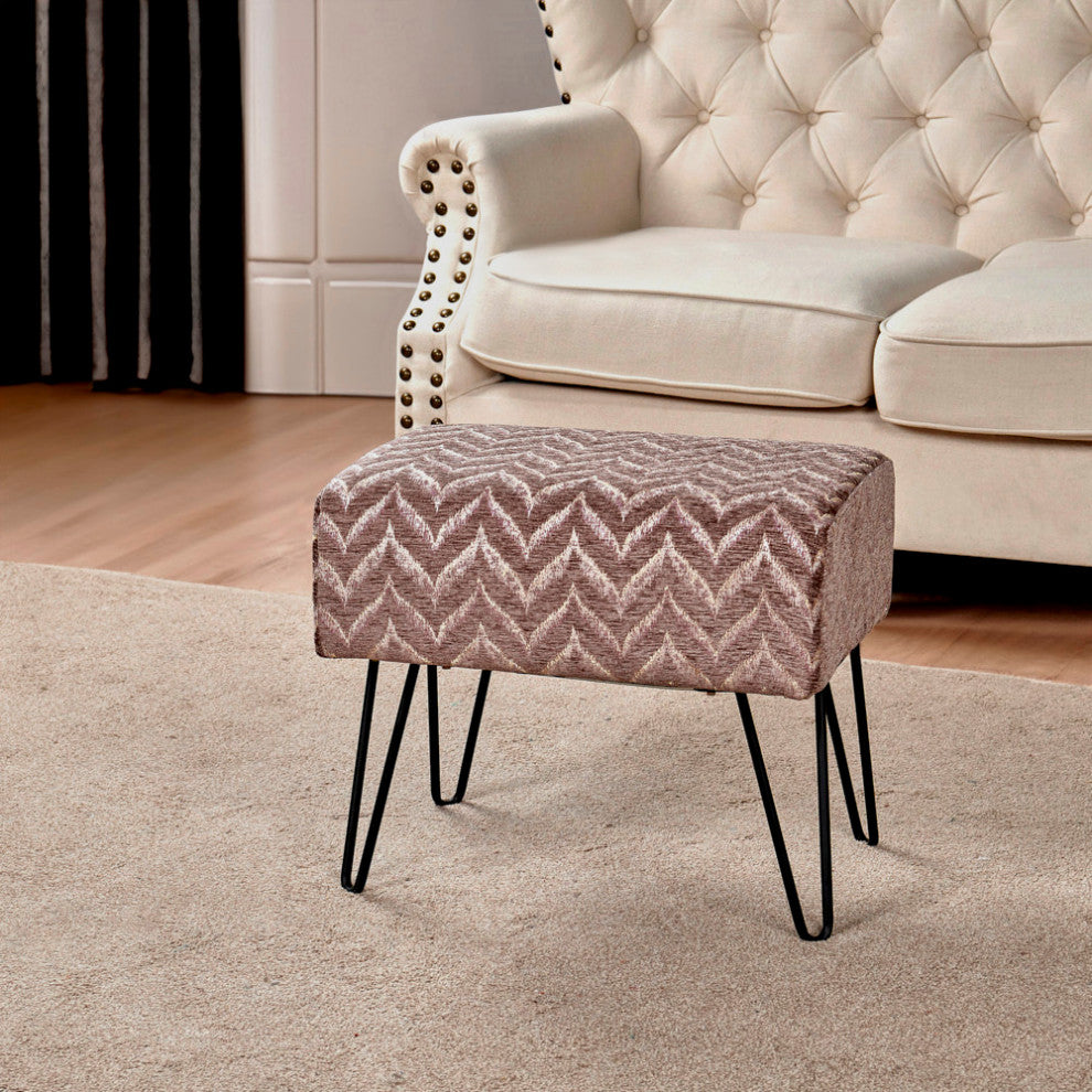 Arusha Jacquard Chenille Ottomans, Light Brown, 19"x13"x7"