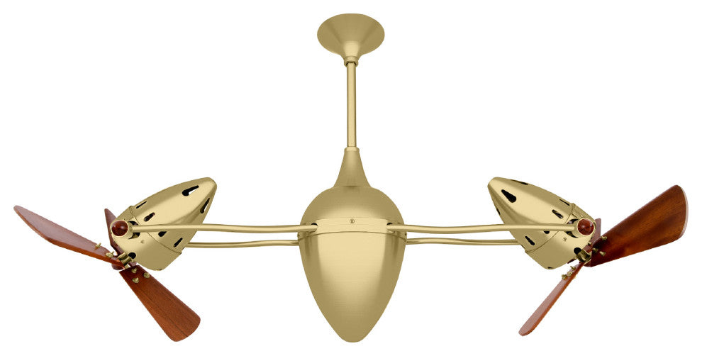 Ar Ruthiane Rotational Ceiling Fan With Mahogany Blades, Brushed Brass
