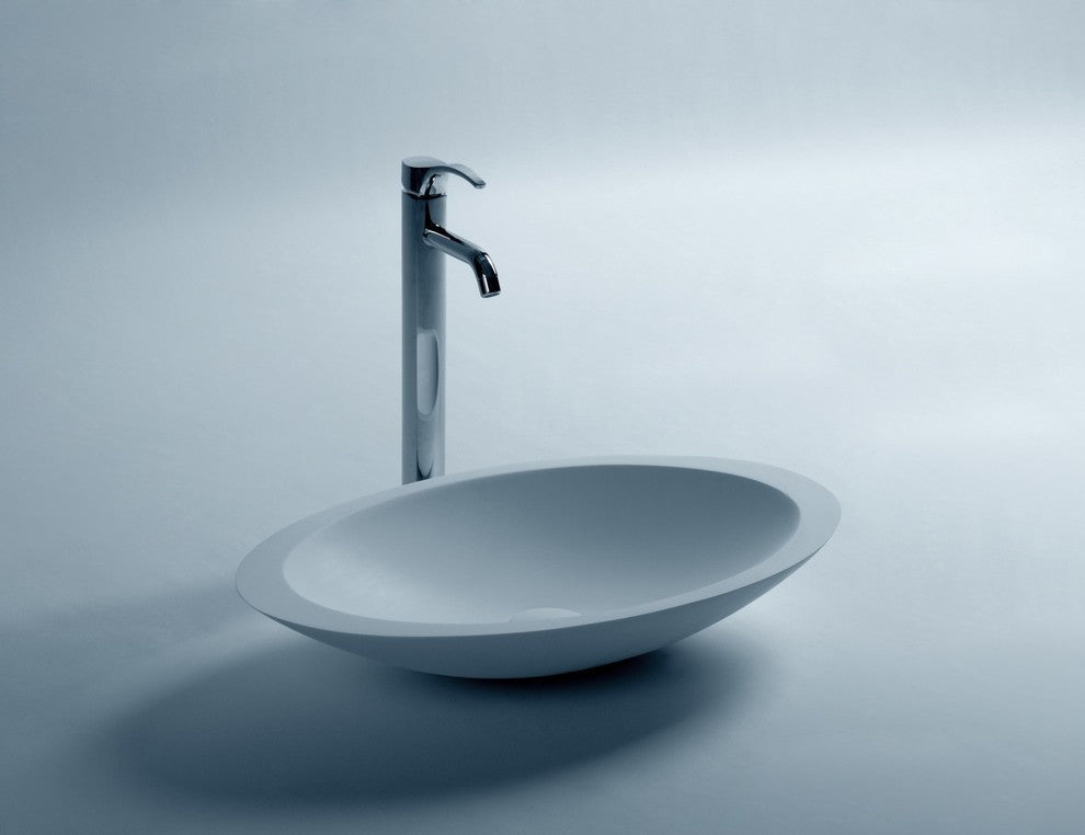 ADM Elipsed Countertop Sink, White, 24", Matte White