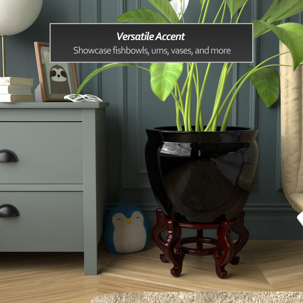 Rosewood Fishbowl Stand, Size 10.5" Base Diameter