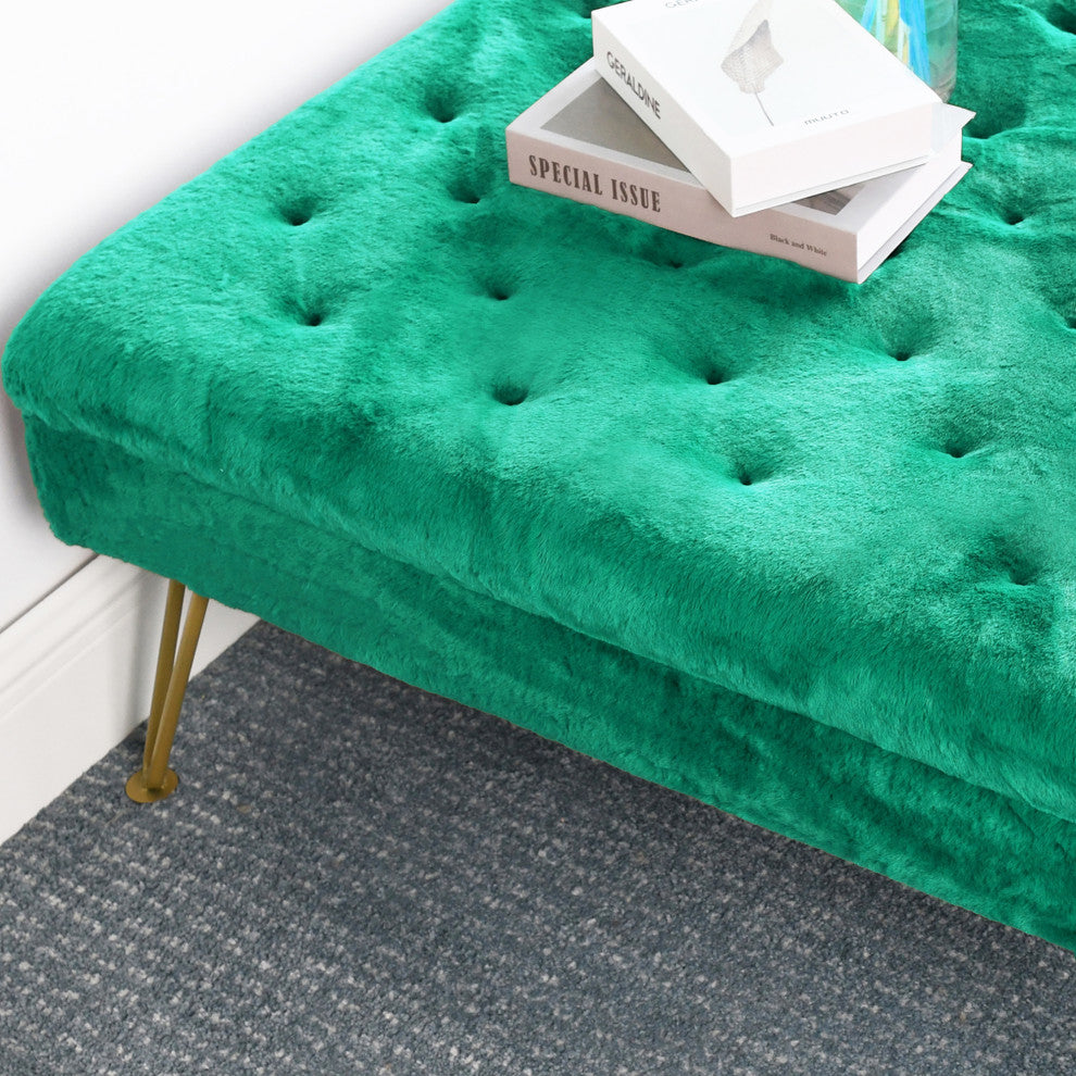 Rabbit Faux Fur Tufted Coffee Table, Arcadia, 33"x33"x18"