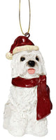 Maltese Holiday Dog Ornament Sculpture