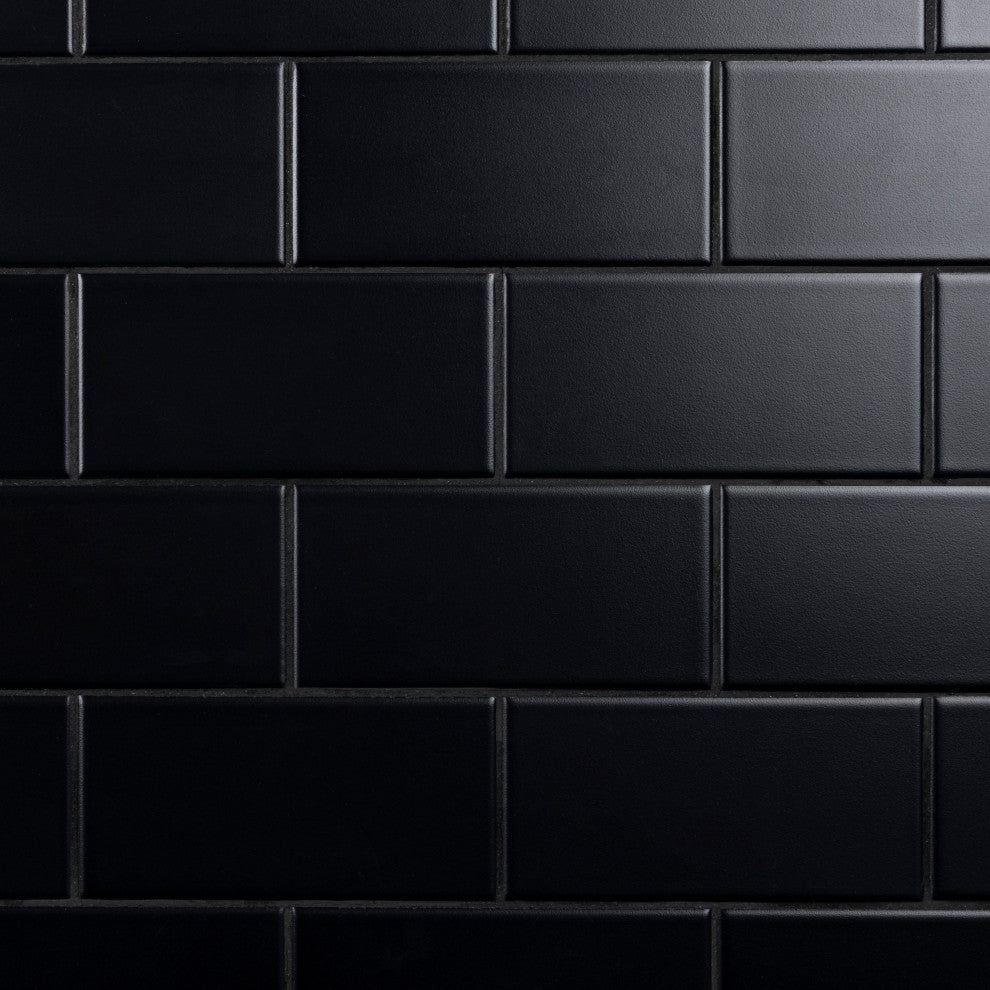Crown Heights Ceramic Wall Tile, Matte Black