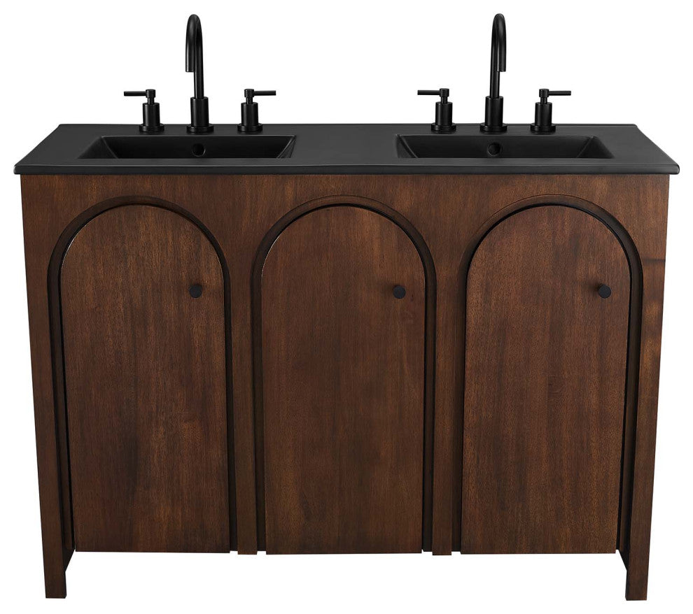 Appia 48" Double Sink Bathroom Vanity - Walnut Black
