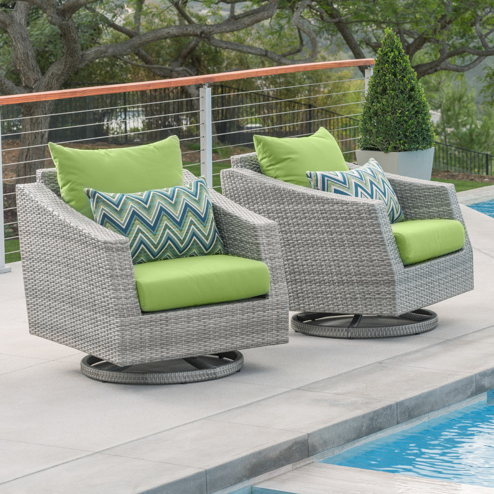 Cannes 2 Piece Aluminum Outdoor Patio Motion Club Chairs, Ginkgo Green