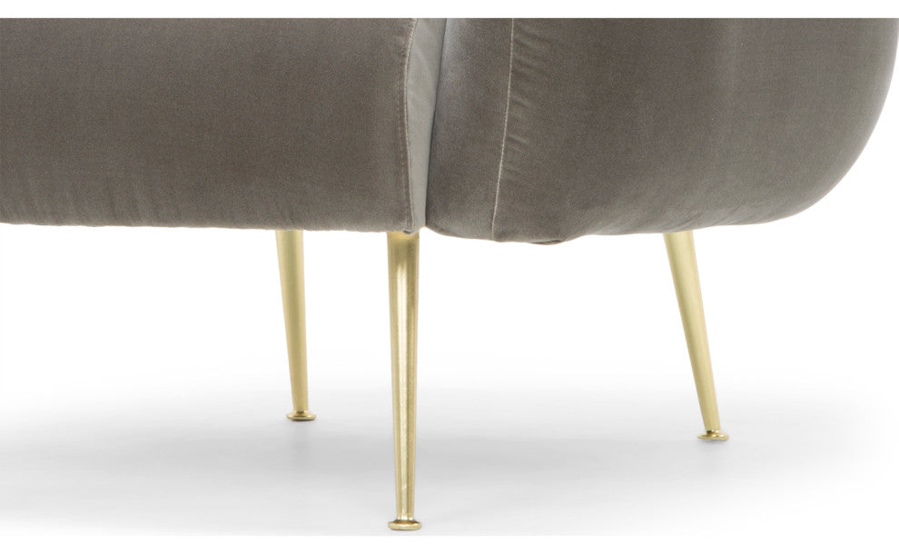 Channelled Accent Chair, Mouse Gray, Brass