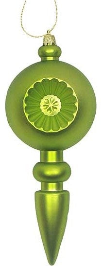 Retro Reflector Shatterproof Christmas Finial Ornaments, Set of 4, Matte Green K