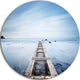 Wooden Jetty In Morning Blue Sea, Landscape Round Wall Art, 36"