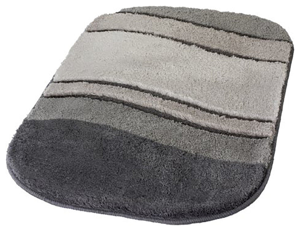 Anthracite Gray Unique Oval Non Slip Washable Bathroom Rug, Siesta, Extra Large