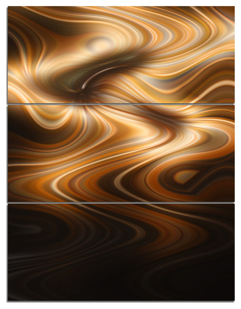 "Brown Curved Waves Texture" Digital Metal Wall Art, 3 Panels, 28"x36"