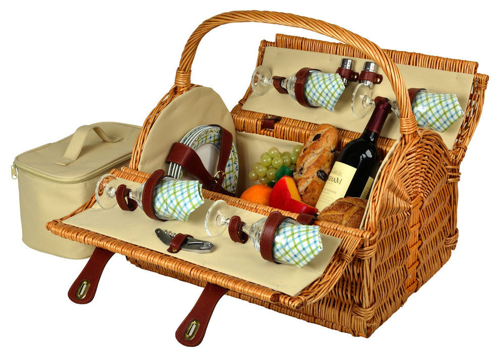 Yorkshire Picnic Basket For Four, Wicker and Gazebo
