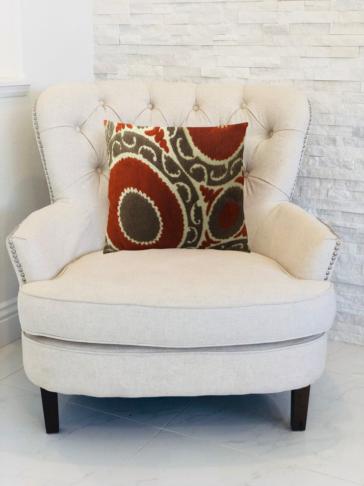 Plutus Pomegranate Handmade Throw Pillow, (18" x 18")