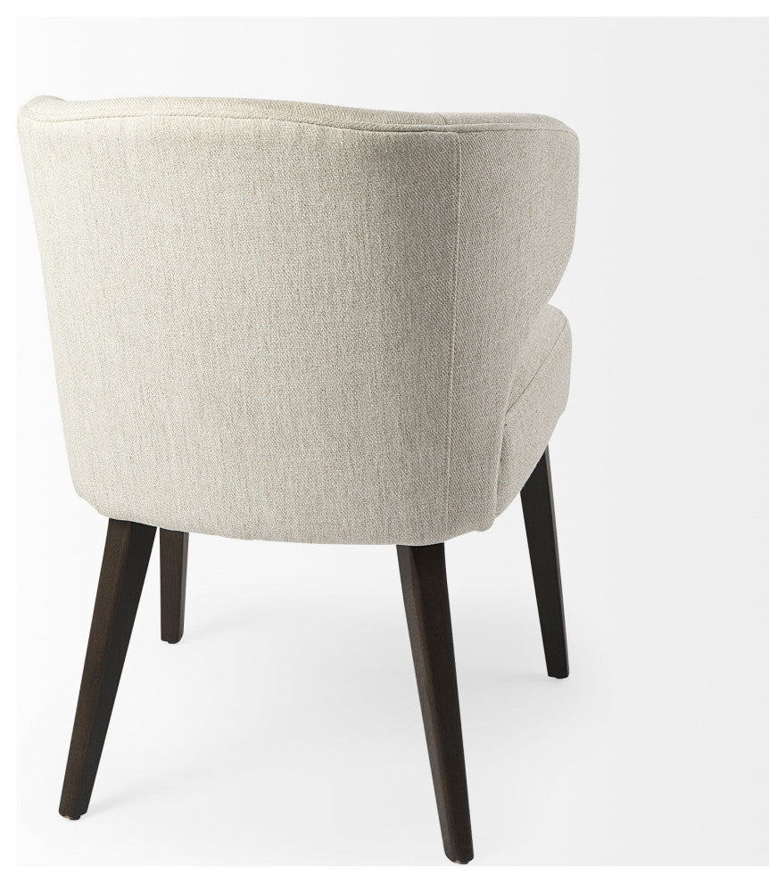 Niles Cream Fabric Seat With Dark Brown Solid Wood Frame Wingback Dining Chair